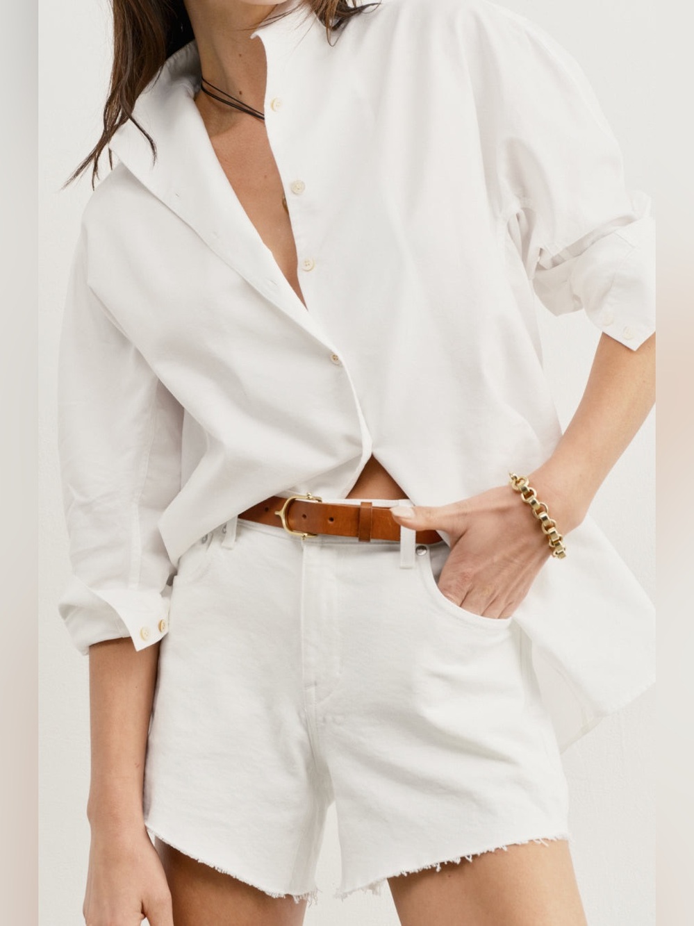 AYR The Sure Sure White Denim Cutoff Shorts, Size 34